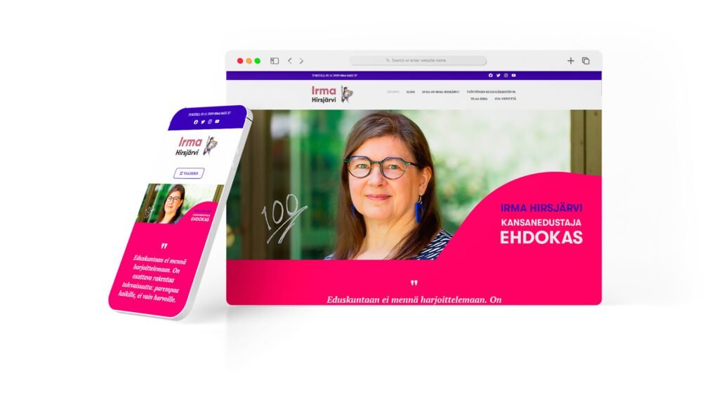 Irma Hirsjärvi website mockup